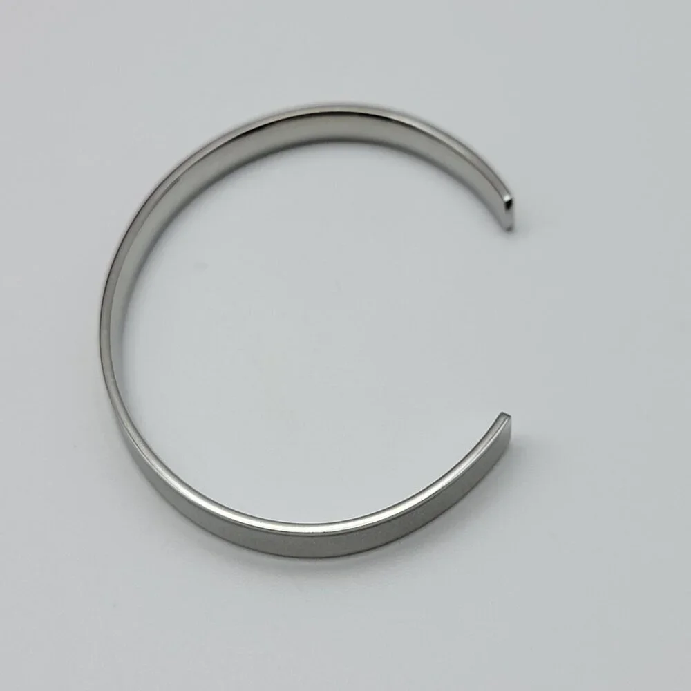 Michael Kors Silver Tone Logo Open Cuff Bracelet Tiny Diamond Accent 6.5